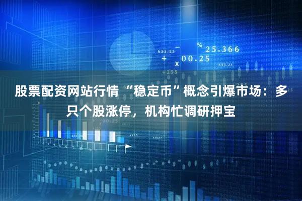 股票配资网站行情 “稳定币”概念引爆市场：多只个股涨停，机构忙调研押宝